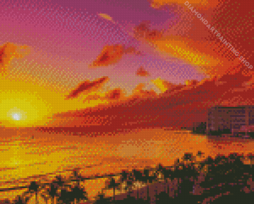 Sunset Waikiki Beach Diamond Paintings