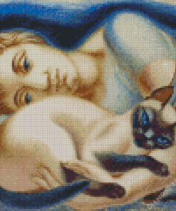 Woman And Siamese Diamond Paintings