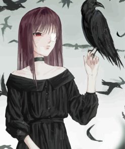 Girl And Crows Diamond Paintings