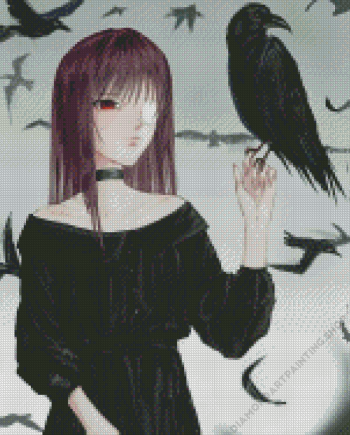 Girl And Crows Diamond Paintings