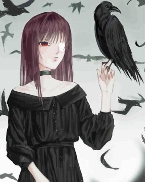 Girl And Crows Diamond Paintings